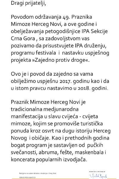 II. Međunarodno IPA druženje povodom 49.Praznika mimoze u Herceg Novom 