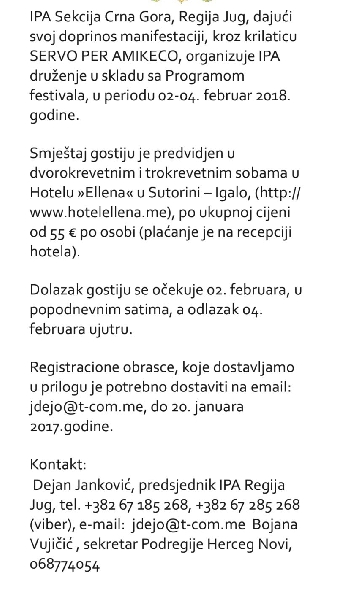 II. Međunarodno IPA druženje povodom 49.Praznika mimoze u Herceg Novom 
