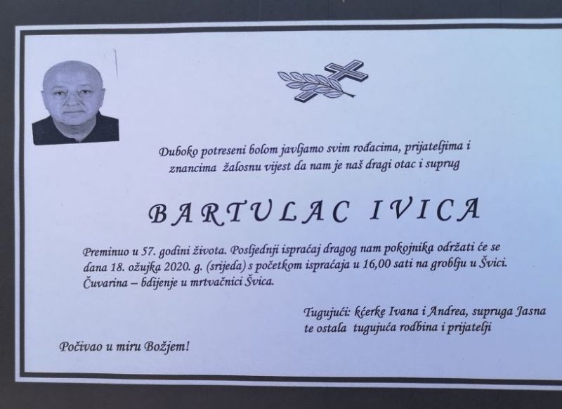 Tužna vijest - umro Ivica Bartulac 